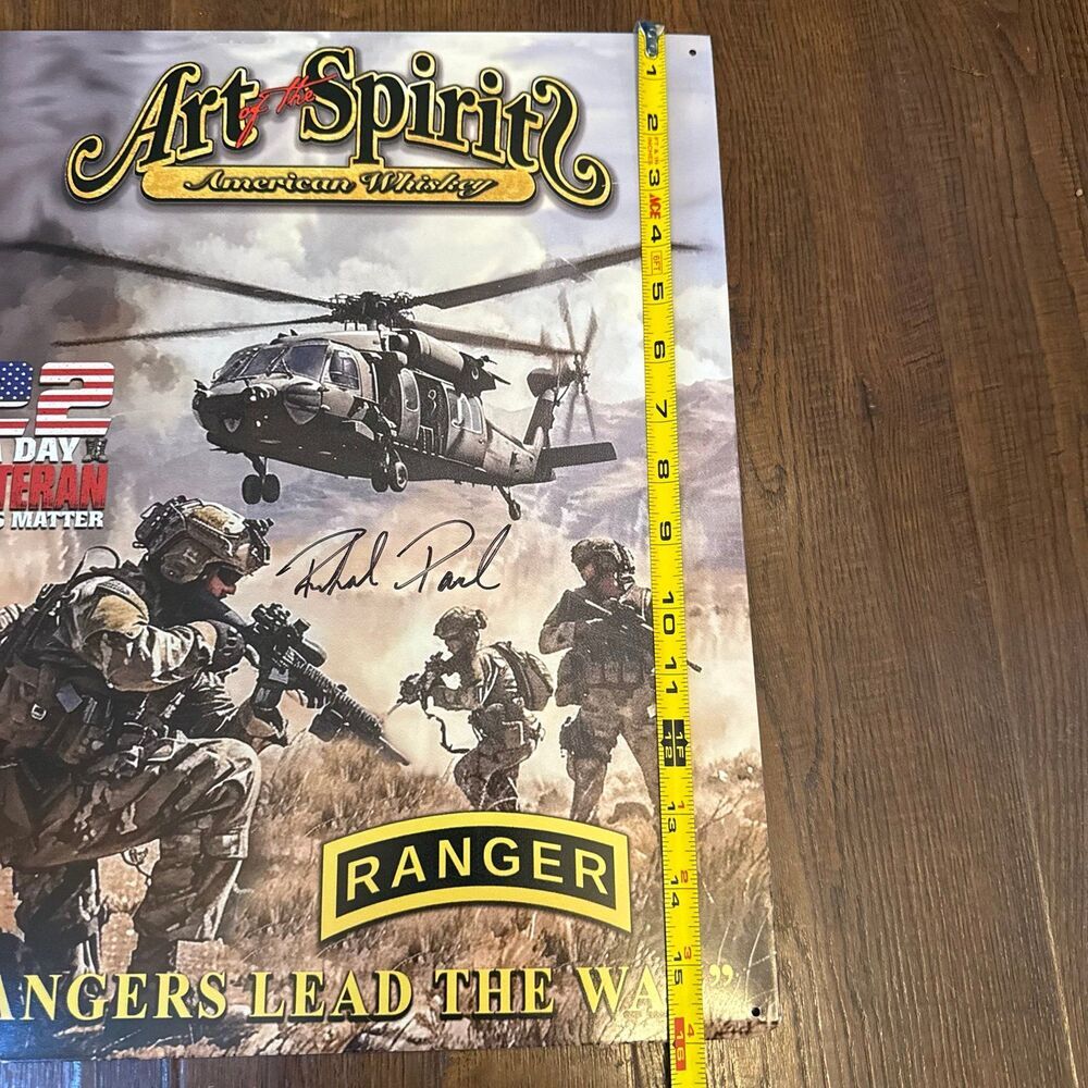 Art of the Spirits Whiskey Metal Bar Sign SIGNED | Ranger Military Wall Art - Picture 3 of 6